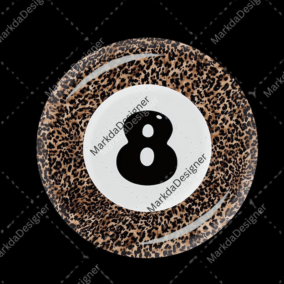 Leopard Print 8 Ball Y2K PNG, Trendy Sublimation, Leopard Instant