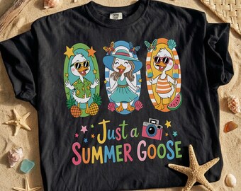 Just a Summer Goose PNG, Funny Duck Digital Download, Cartoon Summer Clipart