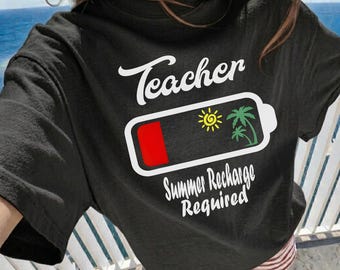 Teacher Summer Recharge Required PNG, Battery Icon Digital Download, Instant Download