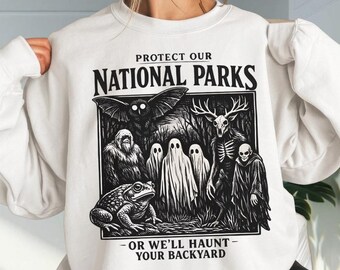 Protect Our National Parks Haunt Backyard Cryptid PNG, Gothic Halloween Digital Download