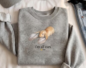 Bunny PNG for Girls, I'm All Ears Rabbit File, Natural Sublimation, Funny Bunny Lover Digital Download, I'm All Ears Rabbit Graphic