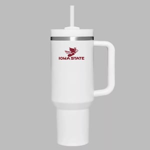 40 oz Red & Yellow Iowa State-Inspired Tumbler with Handle | Cyclones Fan Gift | College Team Cup with Straw | Game Day Drinkware
