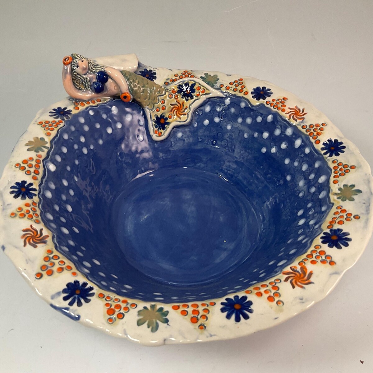 Mermaids/pottery Bowl/handmade Bowl/mermaid Art/mermaid Decor/mermaid Fun/serving Bowl/polka Dot Pottery/blue Pottery/sea Life Pottery/bowl - Etsy