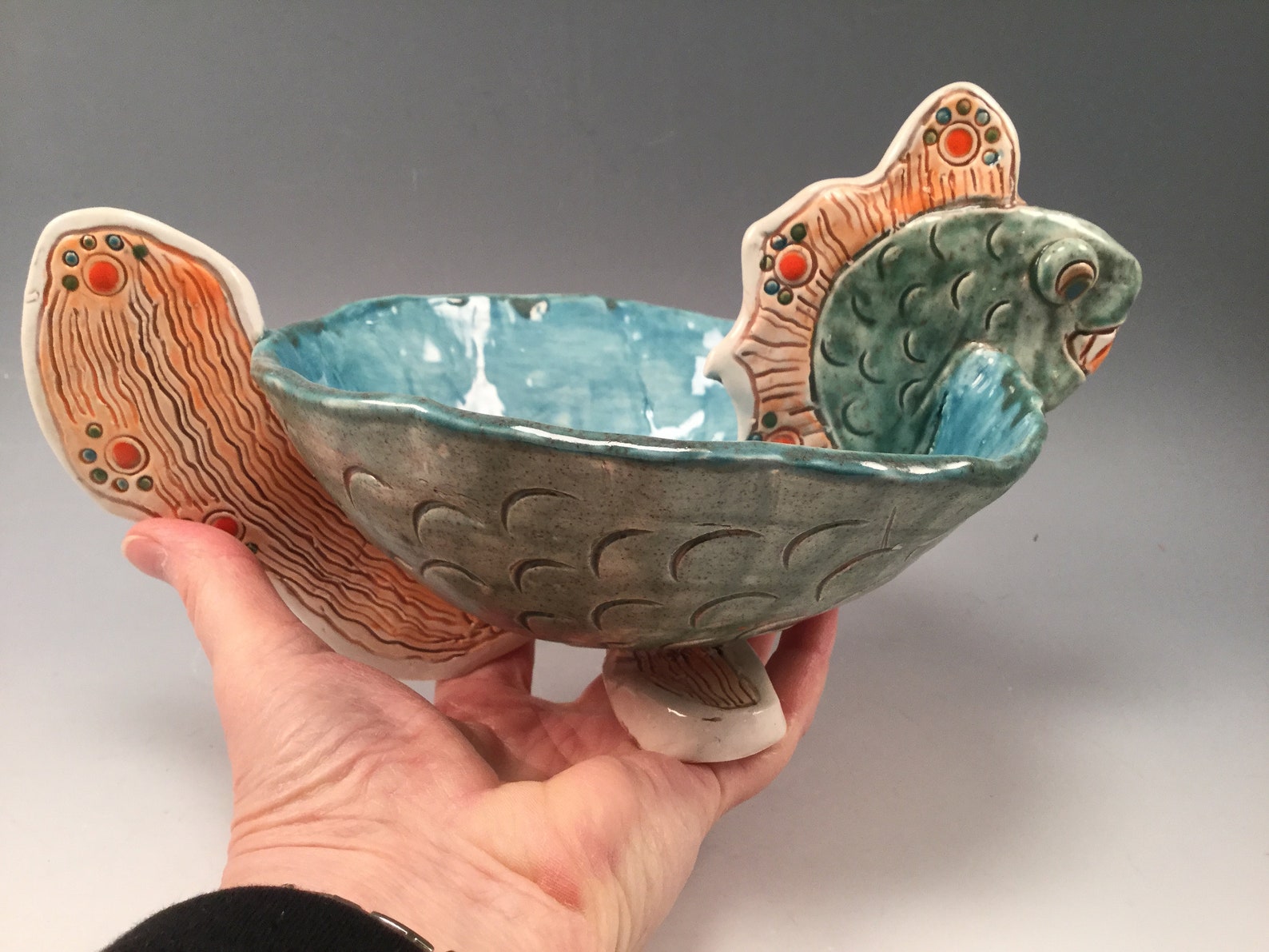 Fish bowl/pottery bowl/shark bowl/bowl/ceramic bowl/fish Etsy