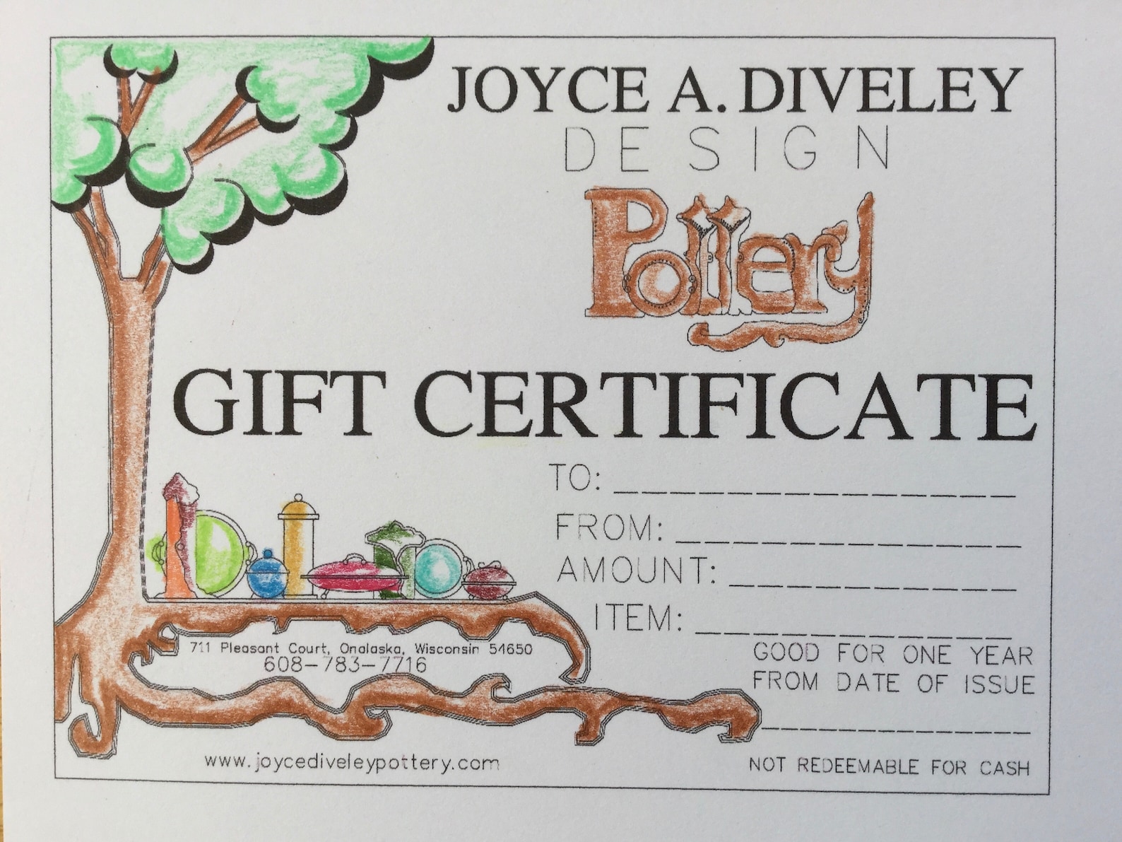 Gift Certificate/pottery Gift Certificate/handmade Pottery/one Etsy