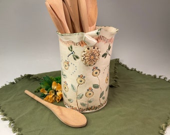 Kitchen utensil holder/dragonflies/kitchen tool holder/kitchen gadgets/dragonfly art/dragonfly decor/handmade kitchen jar/wine chiller/vase