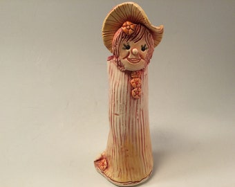 Pottery vase/female figurine/female sculpture/bud vase/flower vase/vase with a face/strong woman vase/strong woman/ceramic vase/tiny vase