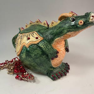 Cookie jar/dragon cookie jar/dragon sculpture/dragon art/handmade cookie jar/pottery cookie jar/dragon figurine/dragons/dragon/jewel dragon