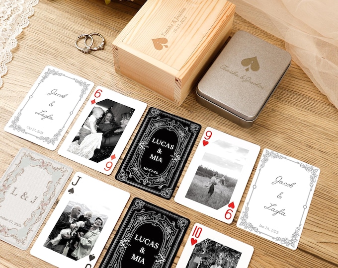 Personalized Wedding Playing Cards, Custom Deck of Cards with Photo, Photo Box Alternative, Wedding Guest Book, Sign Book, Groomsmans Gift