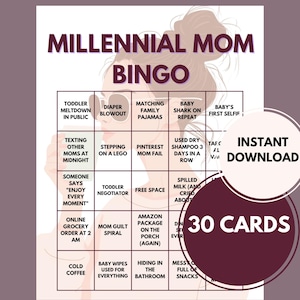 Millennial Mom Bingo Spiel | Baby Shower, Mom Night (Instant Download)