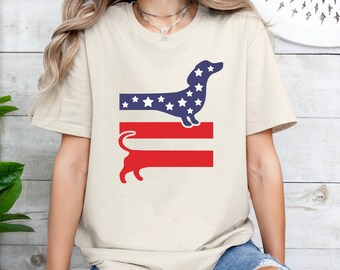 Patriotic Dachshund T-Shirt: American Flag 4th of July Dog Tee