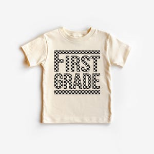 Checkered First Grade T-Shirt: Back To School Tee