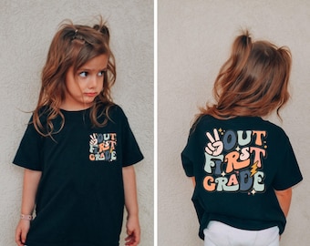 Peace Out First Grade Shirt, Last Day of School T-Shirt, Aesthetic Toddler Tee, Kids Graduation Gift, First Grade Toddler Shirt
