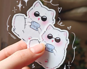 Jujutsu Kaisen Gojo Cat Sticker -Cute Anime Vinyl Sticker, Kawaii Anime Merch, Gojo Satoru Fan Gift, jjk Gojo fanart, Satoru Gojo anime gift