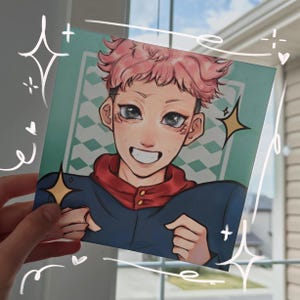 Itadori Art Print - Jujutsu Kaisen Fan Art - Anime square print -JJK wall Decor - Itadori fanart Poster - Gift for Anime Fans l room decor