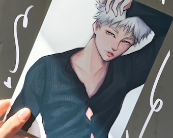 Gojo Satoru Art Print - Jujutsu Kaisen Fan Art - Anime square print -JJK wall Decor - Gojo fanart Poster - Gift for Anime Fans l room decor