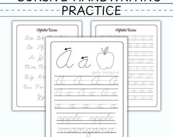 Schreibschrift Übungsblätter, Schreibschrift für Kinder, druckbare Handschrift Übungsblätter, Schreibschrift Übungsblätter