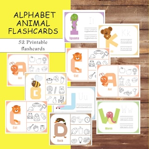 Alphabet Flash Cards, ABC Cards, Alphabet Cards With Pictures, Letter Recognition, Teacher Resources, Letter Flashcards, Animal Flashcards