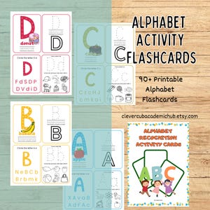 Schede didattiche dell'alfabeto per bambini, set di schede didattiche ABC, schede didattiche ABC, apprendimento prescolare, apprendimento delle lettere dell'alfabeto, riconoscimento delle lettere
