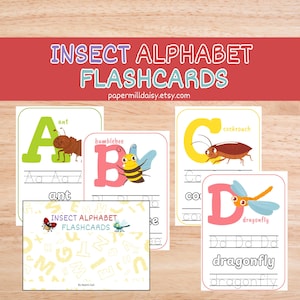 Alphabet Flash Cards, ABC Flashcards, Alphabet Cards With Pictures, ABC Flash, Printable Alphabet Flashcards, Insect Flashcards, Letters