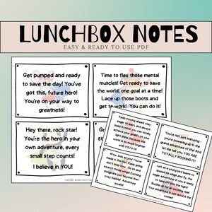 Printable Lunchbox Notes for Kids: Positive Affirmation Cards (PDF Download