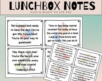 Printable Lunchbox Notes for Kids: Positive Affirmation Cards (PDF Download