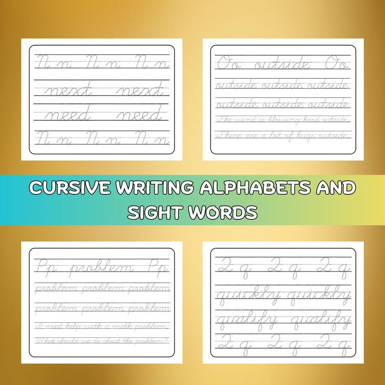 Cursive Writing Practice: Sight Words & Sentences (PDF Printable) - Etsy