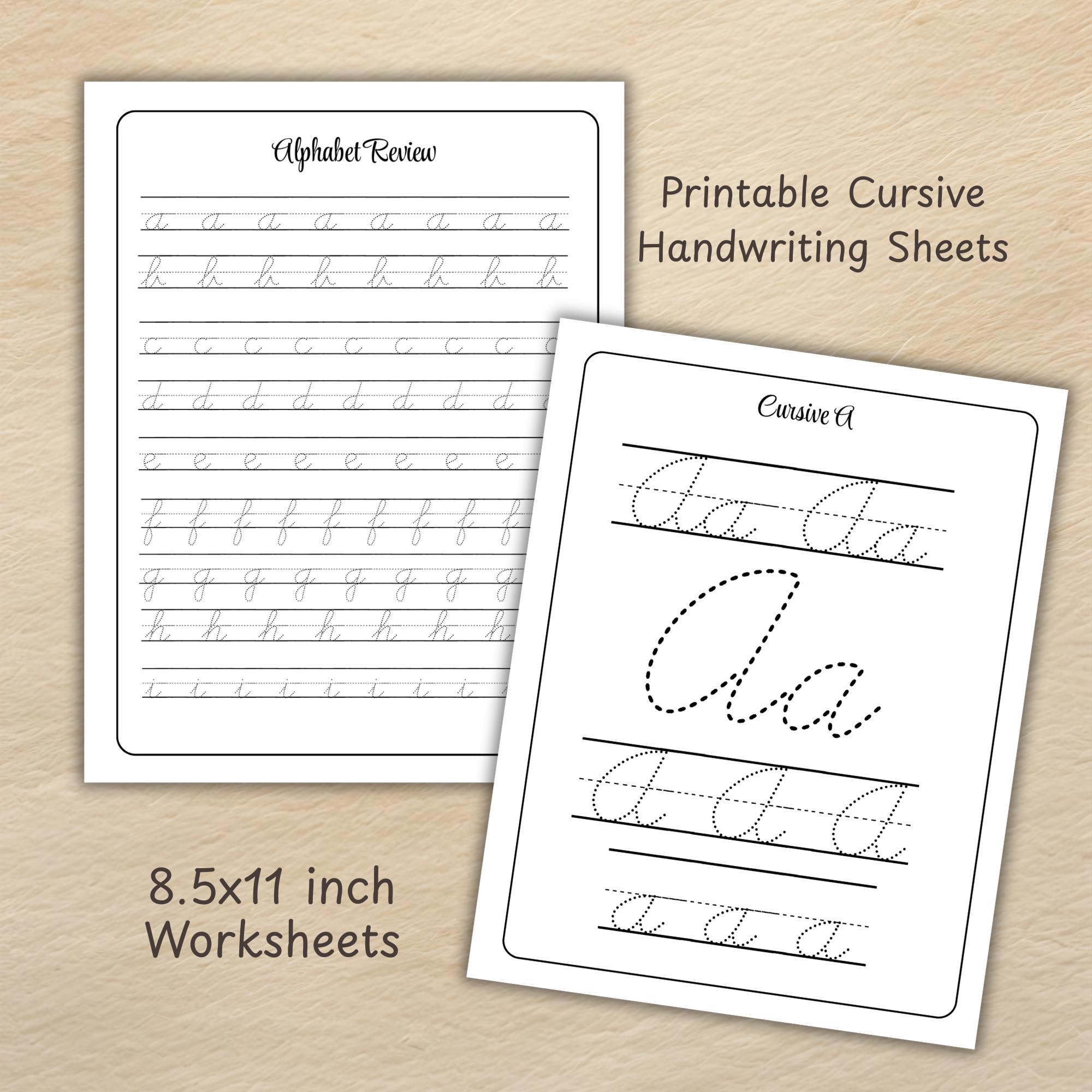Cursive Alphabet, Script Practice Sheets, Printable Handwriting ...
