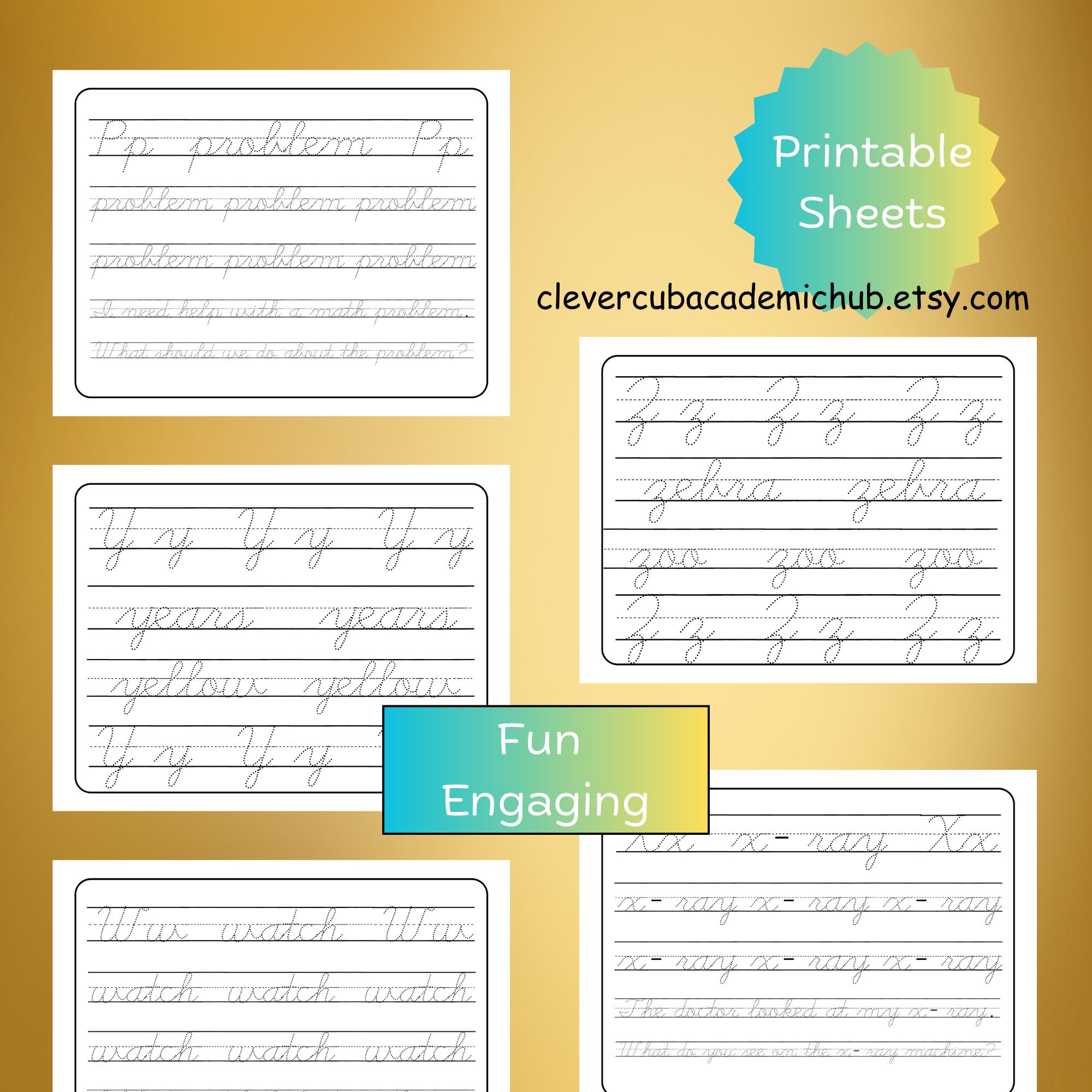 Cursive Writing Practice: Sight Words & Sentences (PDF Printable) - Etsy