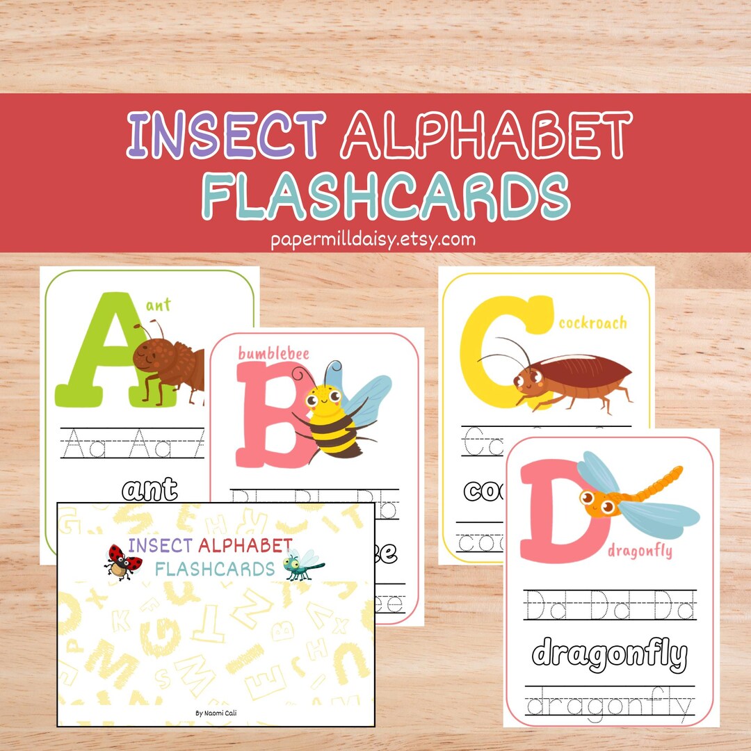 Alphabet Flash Cards, ABC Flashcards, Alphabet Cards With Pictures, ABC ...