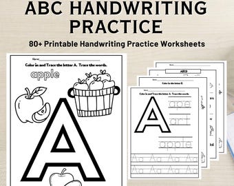 Preschool and Kindergarten Alphabet Practice, Alphabet Handwriting Sheets, Homeschool ABC Practice Writing, Beginning Sounds Worksheets