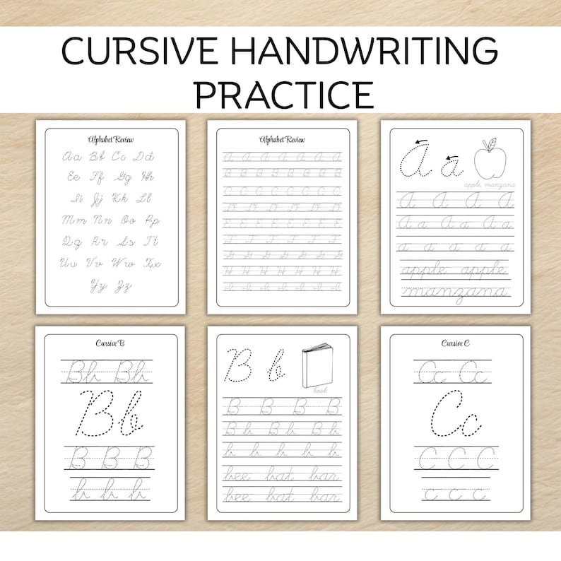 Cursive Alphabet, Script Practice Sheets, Printable Handwriting ...