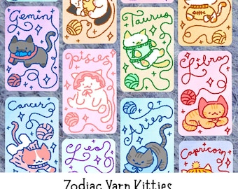 Kotki z włóczki Zodiac Yarn | Naklejka na kartę tranzytową