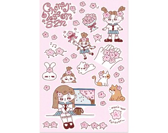 Temporada das Cerejeiras em Flor | Cartela de Adesivos