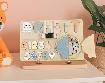 Personalisiertes Namenspuzzle, Montessori Holzspielzeug, Baby Geschenk