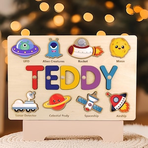 Name Puzzle Wooden Puzzle for Toddlers - Personalized Montessori Learning Toy,1st Birthday & Baby Shower Gift, Easter gift