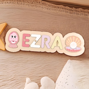Baby Name Puzzle With Pegs - Personalized Wooden Toy for Learning & Play, New Baby Gift, 1st Christmas Gift, First Easter Gift