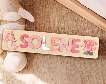Quebra-cabeça de nome personalizado com pinos: brinquedo de madeira Montessori