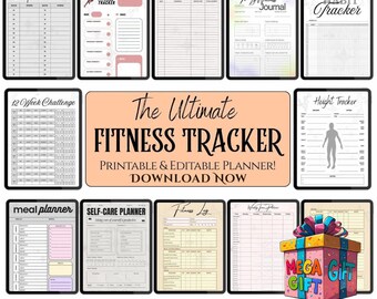 Editable Fitness Planner: Weight Loss, Workout & Meal Tracker (digital ...