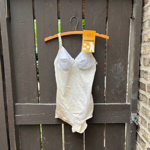 vintage 1970s body suit , snap-open crotch , 3 way bra , The underall , 34B , USA , undergarment , lingerie , deadstock ,original tags