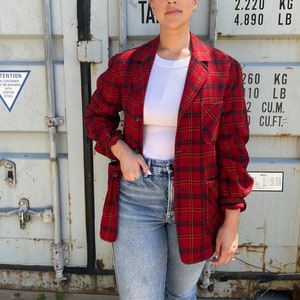 vintage 1960s Pendleton chore jacket ,  plaid wool jacket , patch pocket jacket , Made in the USA , vintage clothing , vintage outerwear