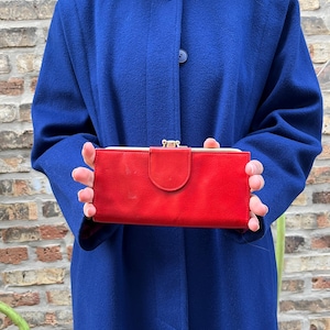 Cartera vintage roja de los años 70, cartera, monedero, estilo retro moderno, bolsos y carteras, piel de vacuno de grano superior BUXTON, accesorio
