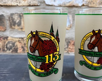 1987 Kentucky Derby Mint Julep Glasses , vintage collectible , set of 2 glasses