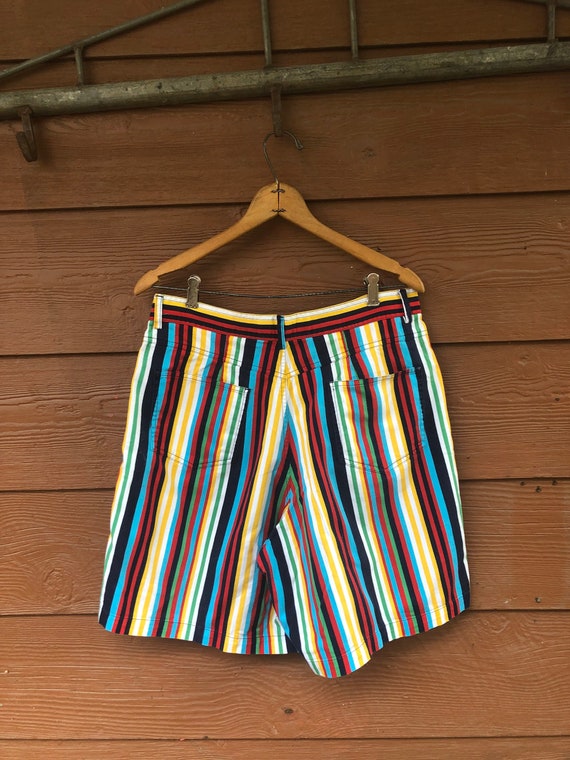 90s Vintage Shorts Color Block Striped Shorts Loose Fit Leg Deep Hip Pockets Cotton Vintage Clothing Streetwear Etsy Ireland