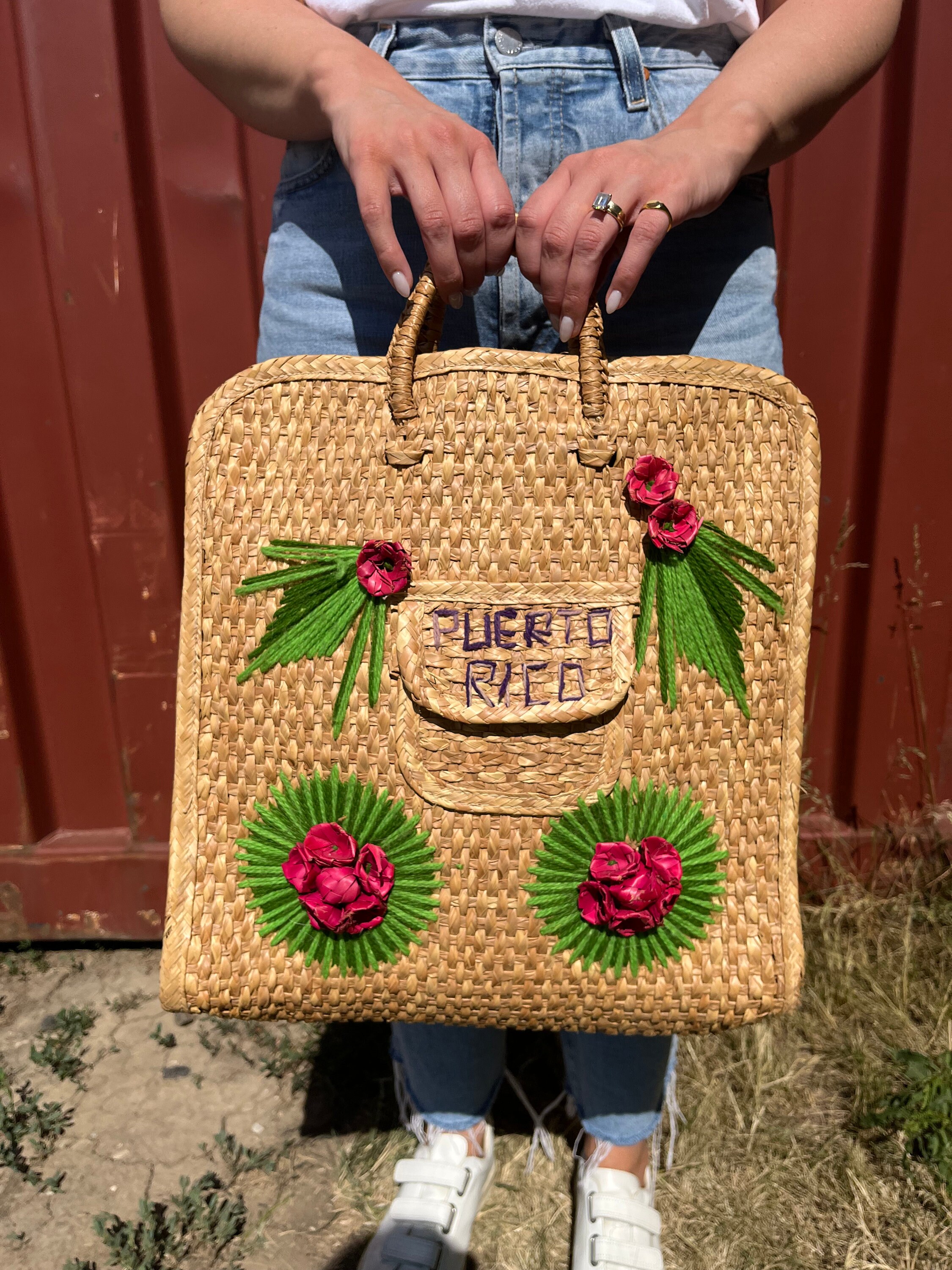 バッグ Vintage Straw World*Hialeah.Florida Vintage 1950s Wicker Shoulder Bag / Purse Styled by Straw