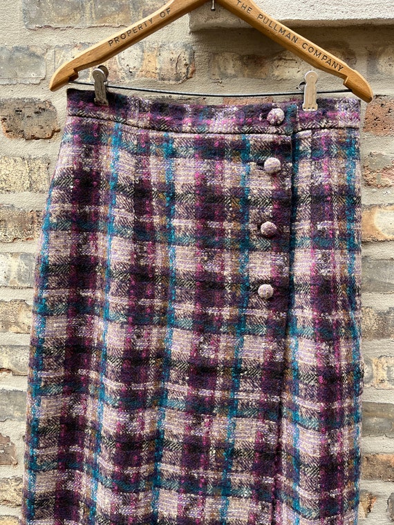 90s exaggerated plaid  skirt , wrap around skirt … - image 2