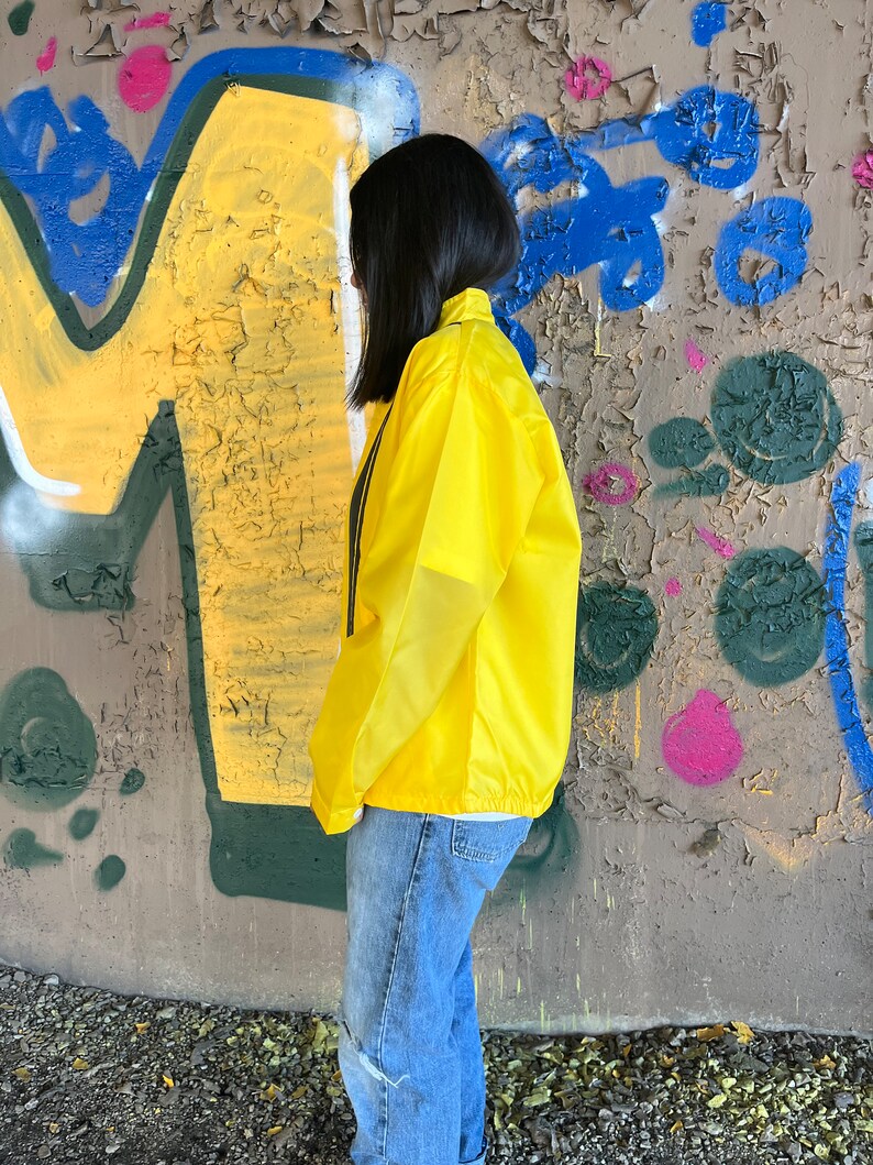 70s 80s yellow nylon windbreaker , yellow jacket , zip up , Louisville Kentucky bred , Made in the USA , medium , vintage outerwear , unisex image 3