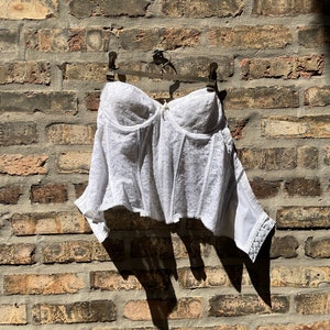 Vintage 80s White Lace Bustier Corset - Size 36B