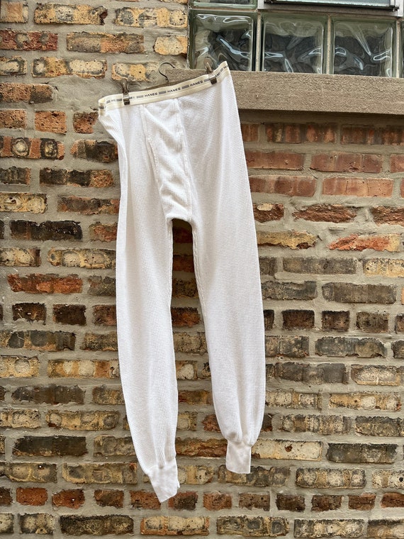 Vintage Long Underwear Mens Beige Long Pants, Underwe… - Gem