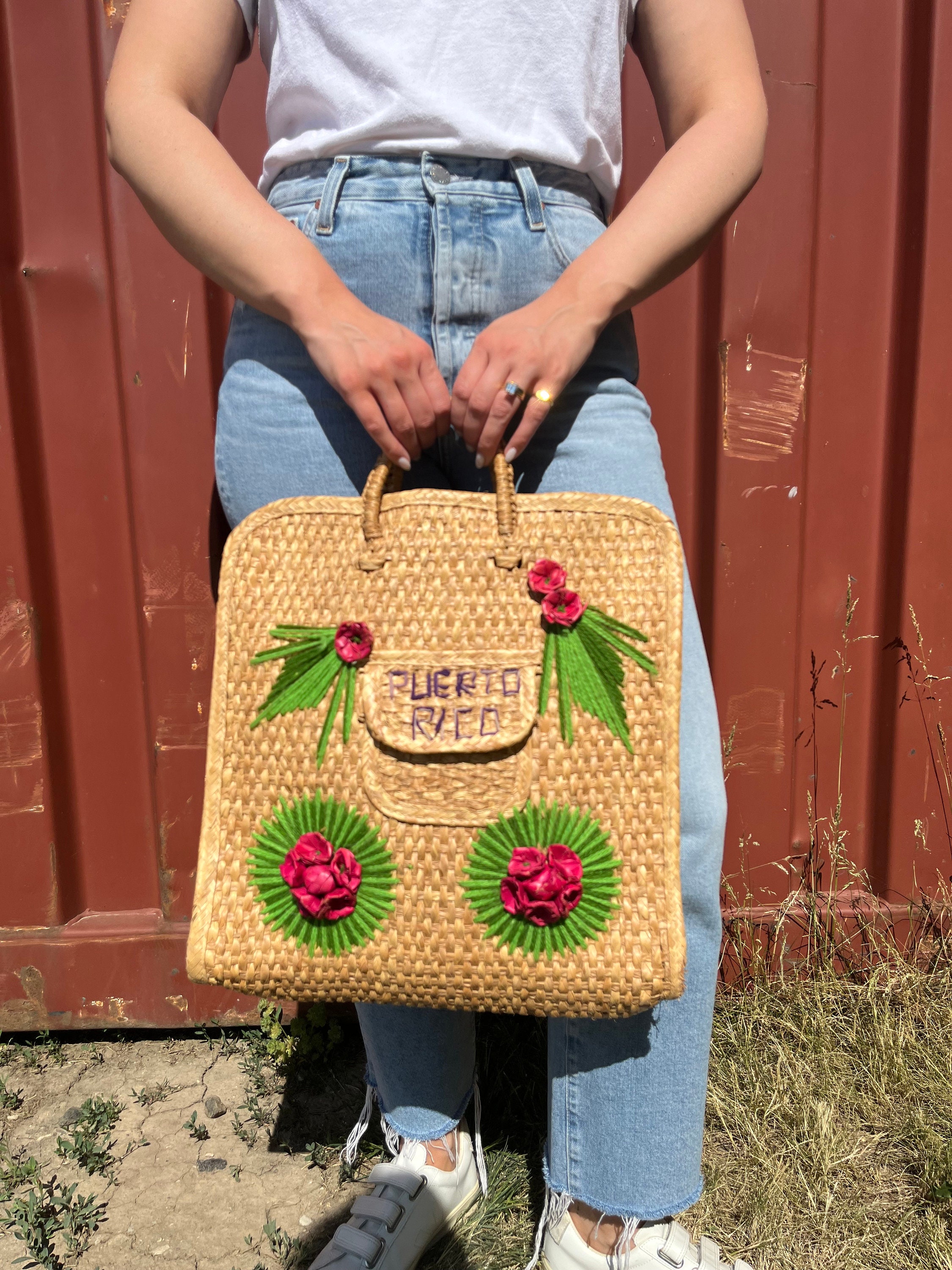 Earthy Straw Purse / Vintage Wooden Bobble Handbag / Cream Hue -  Israel